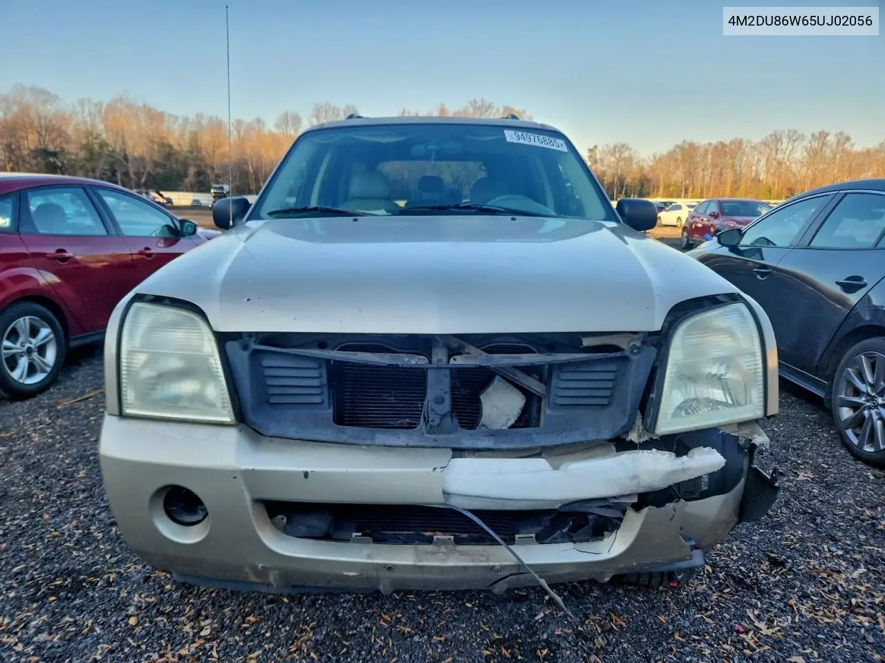 2005 Mercury Mountaineer VIN: 4M2DU86W65UJ02056 Lot: 60501086