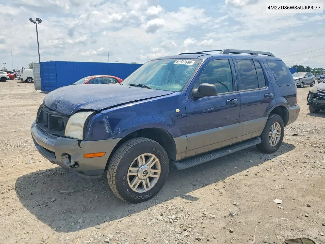 2005 Mercury Mountaineer VIN: 4M2ZU86W85UJ09077 Lot: 61687586