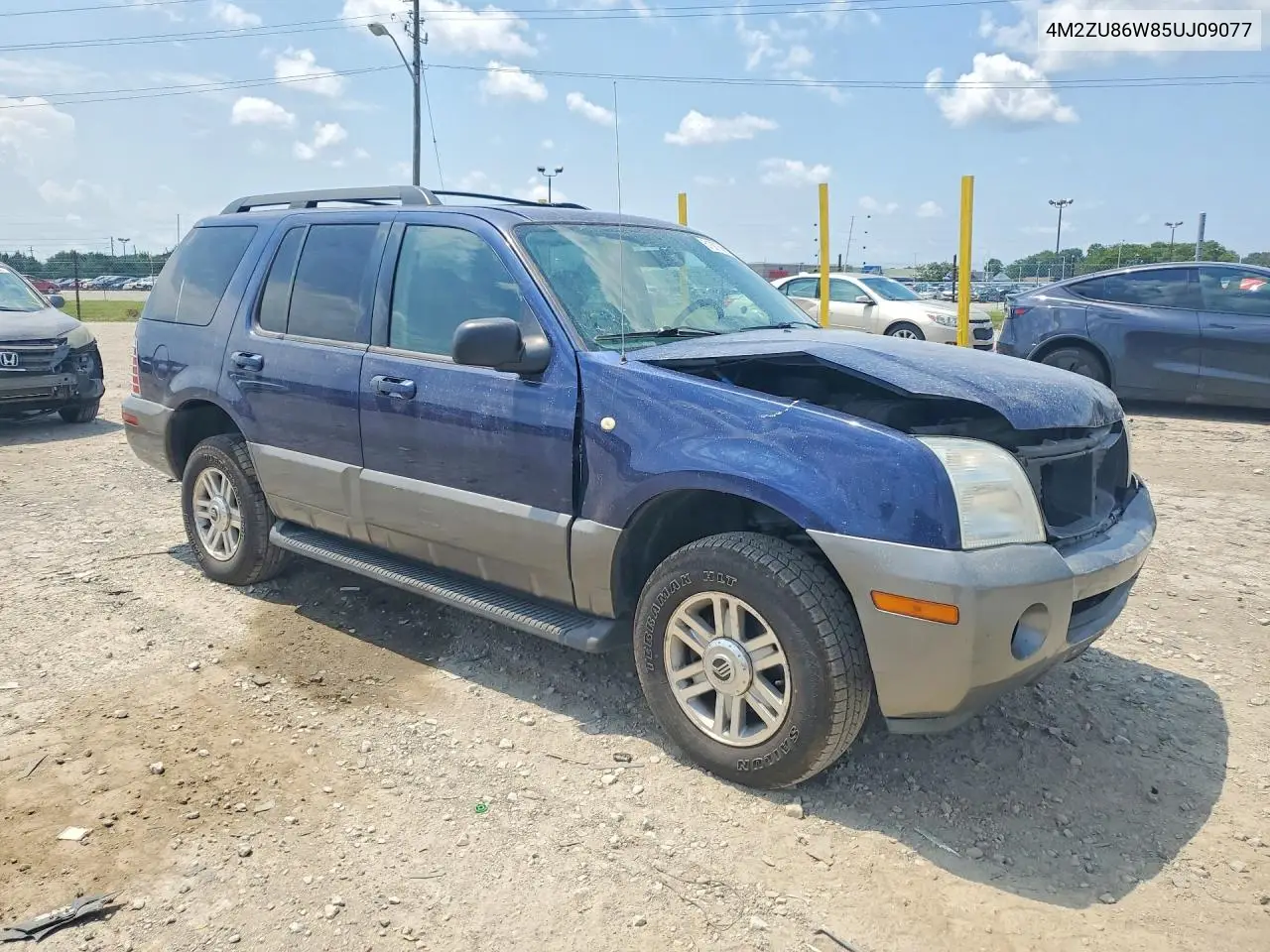 2005 Mercury Mountaineer VIN: 4M2ZU86W85UJ09077 Lot: 61687586