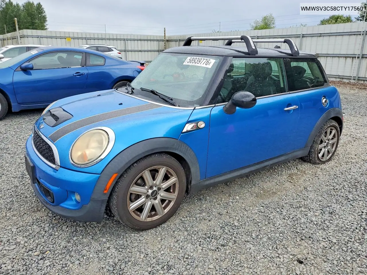 2012 Mini Cooper S VIN: WMWSV3C58CTY17560 Lot: 58939776