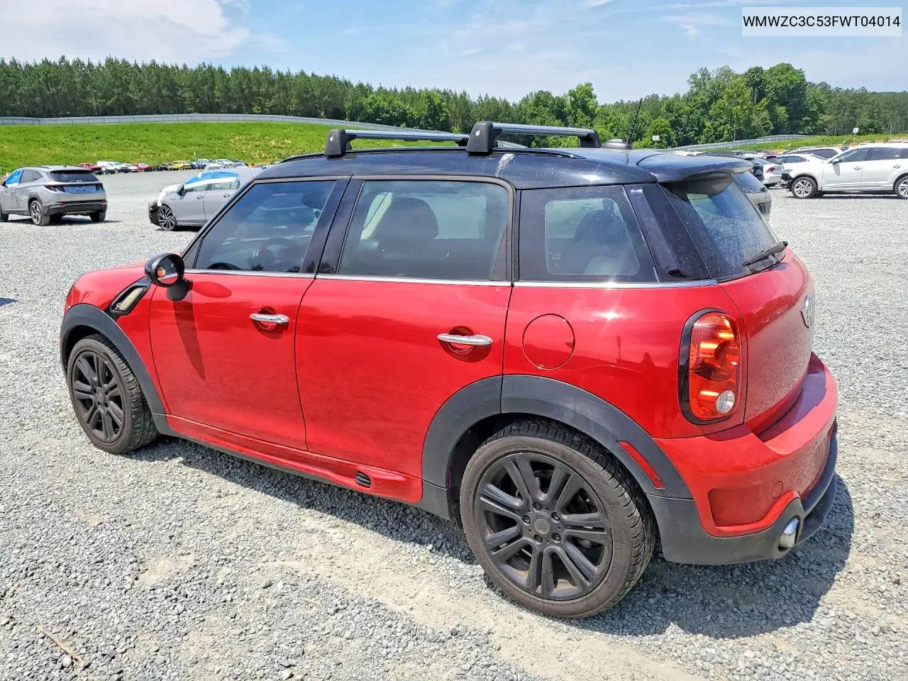 2015 Mini Cooper S Countryman VIN: WMWZC3C53FWT04014 Lot: 57637336
