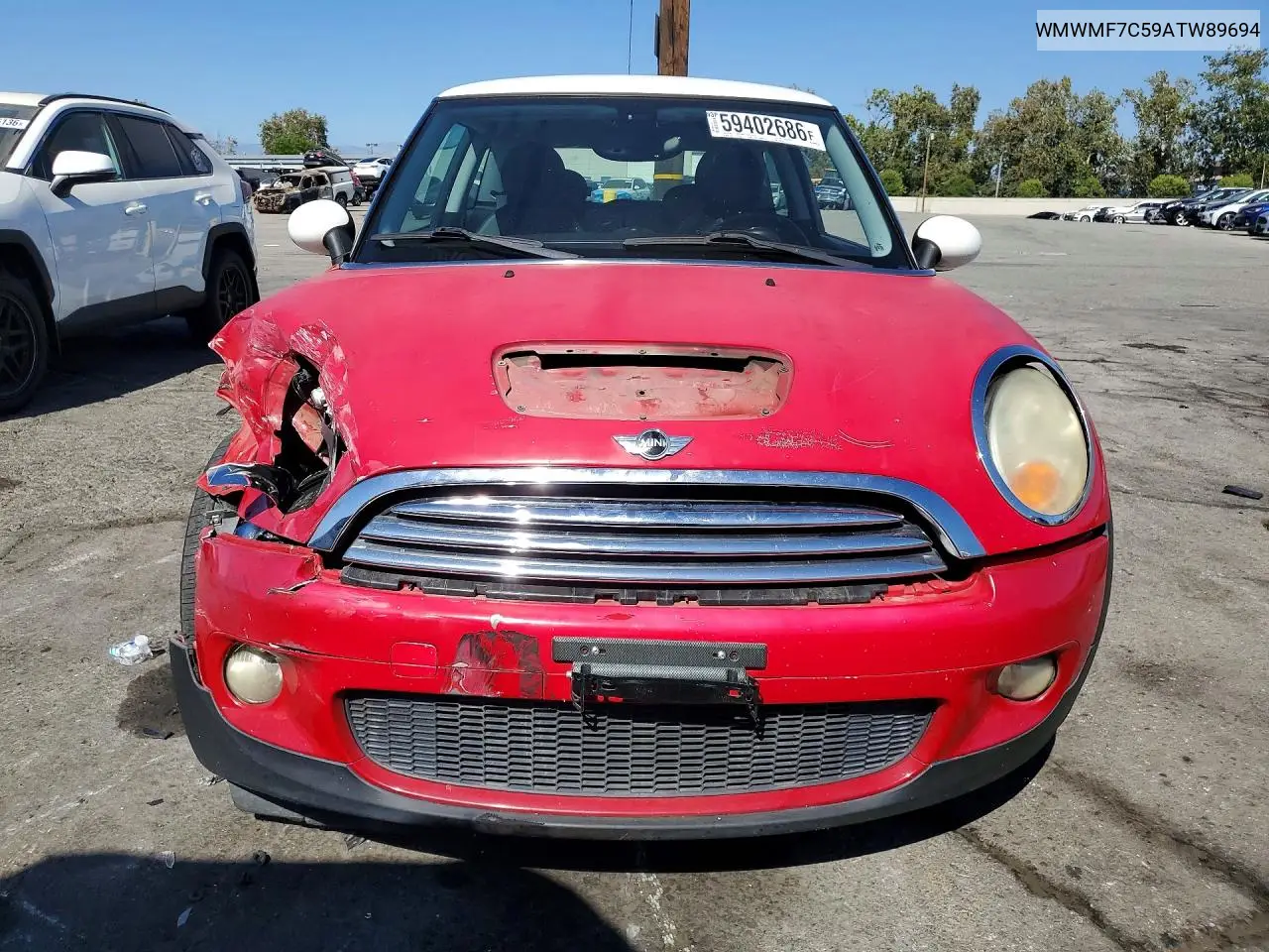 2010 Mini Cooper S VIN: WMWMF7C59ATW89694 Lot: 59402686