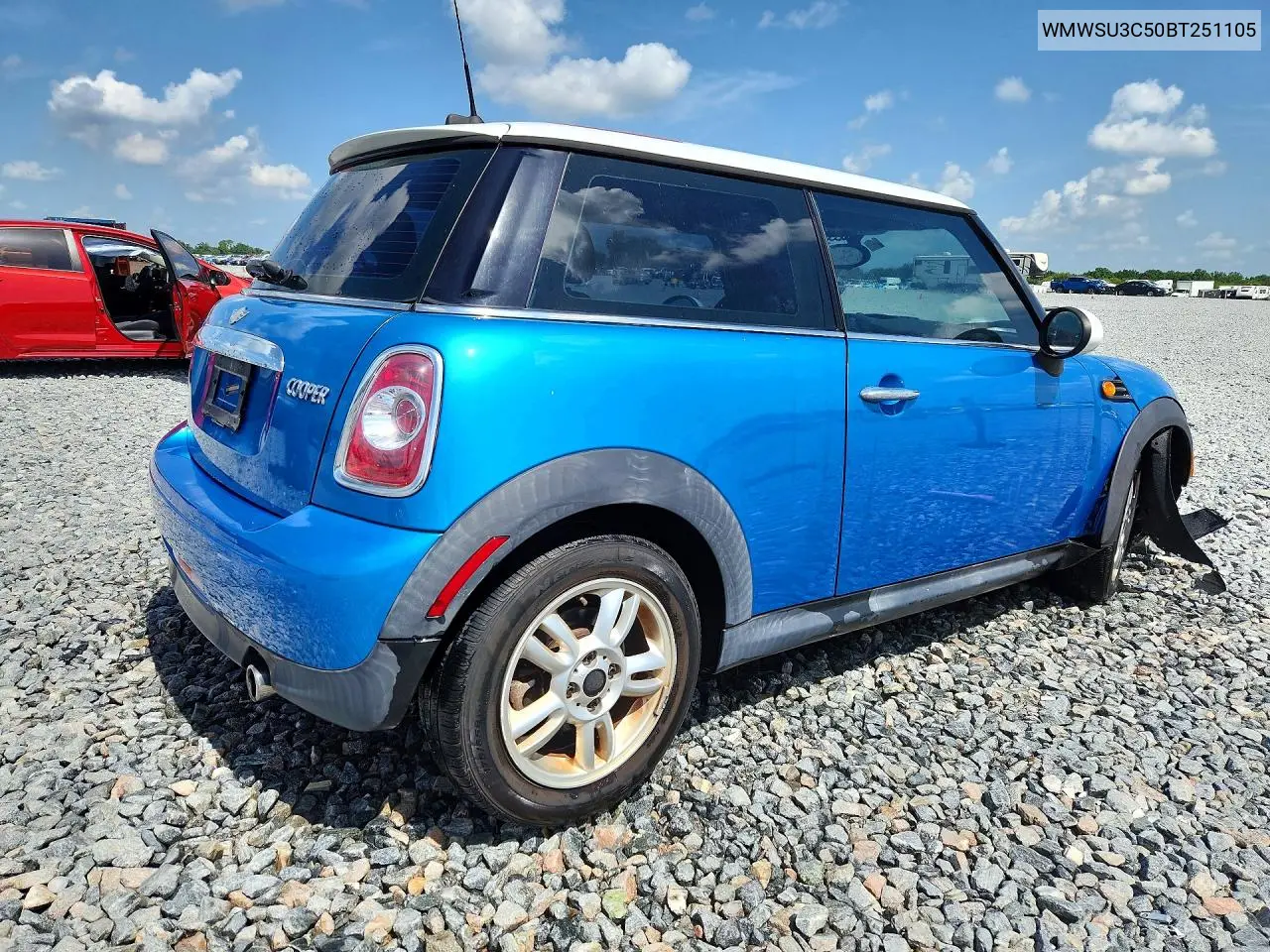 2011 Mini Cooper VIN: WMWSU3C50BT251105 Lot: 60073606