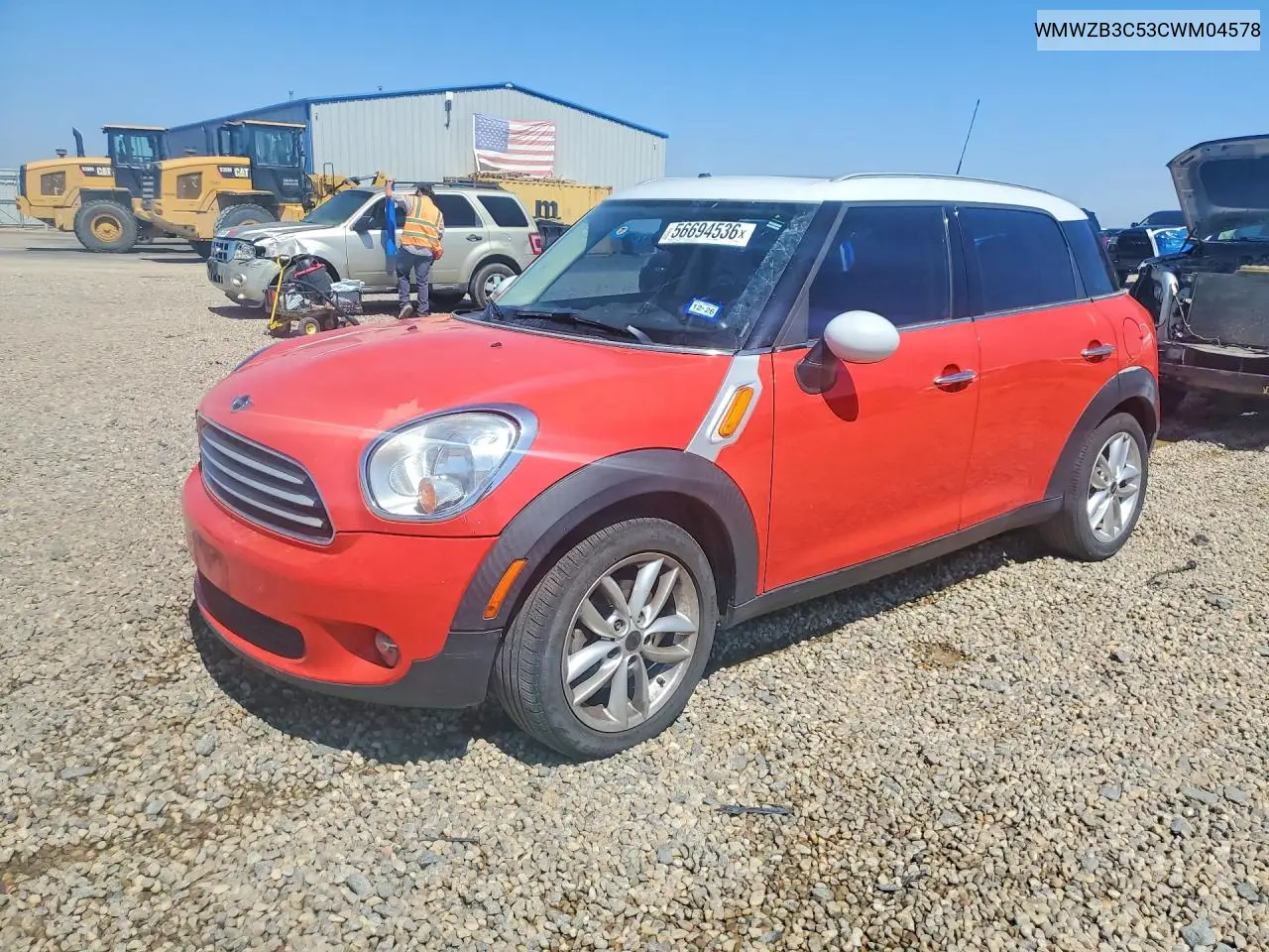2012 Mini Cooper Countryman VIN: WMWZB3C53CWM04578 Lot: 56694536