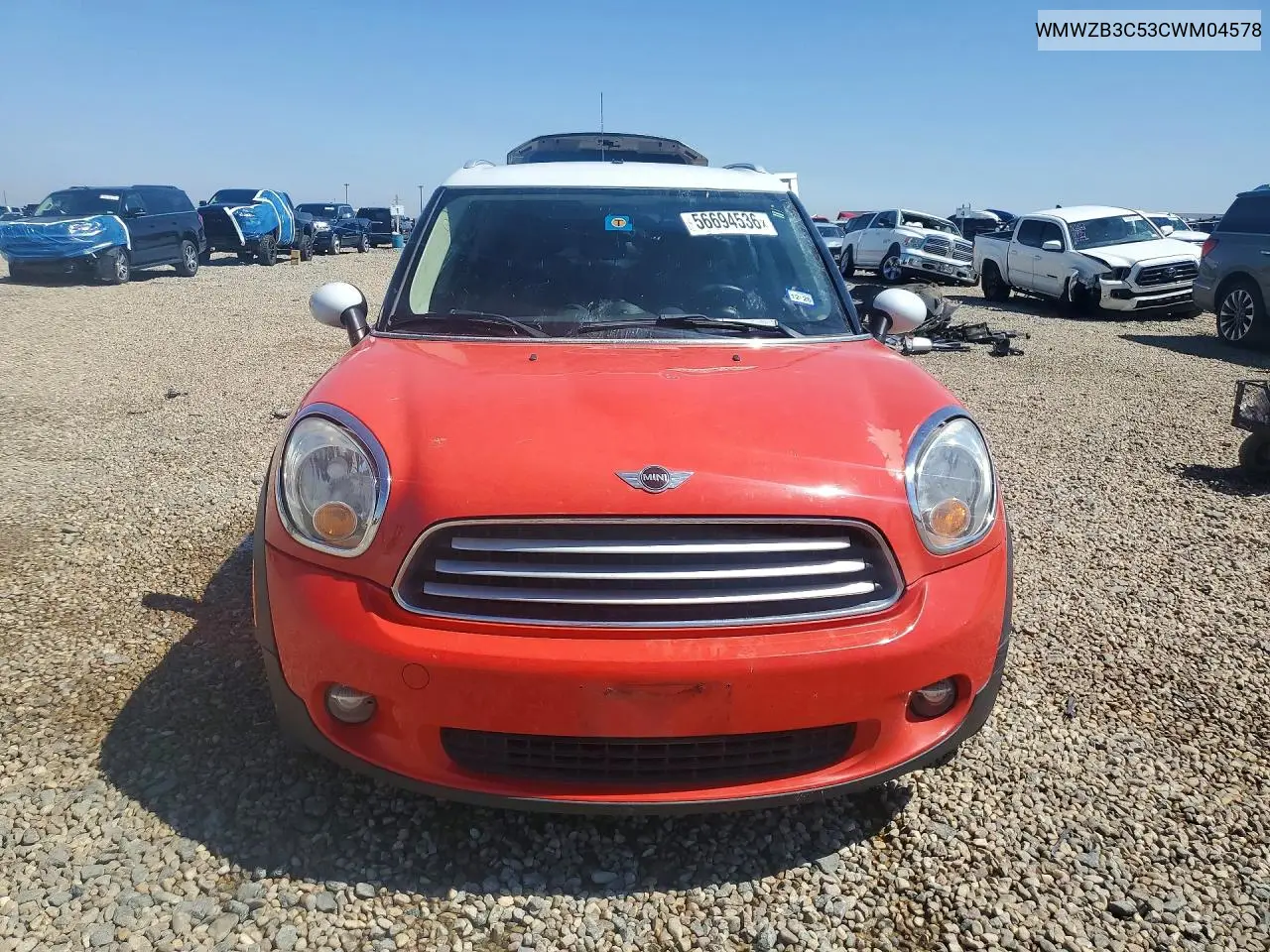 2012 Mini Cooper Countryman VIN: WMWZB3C53CWM04578 Lot: 56694536