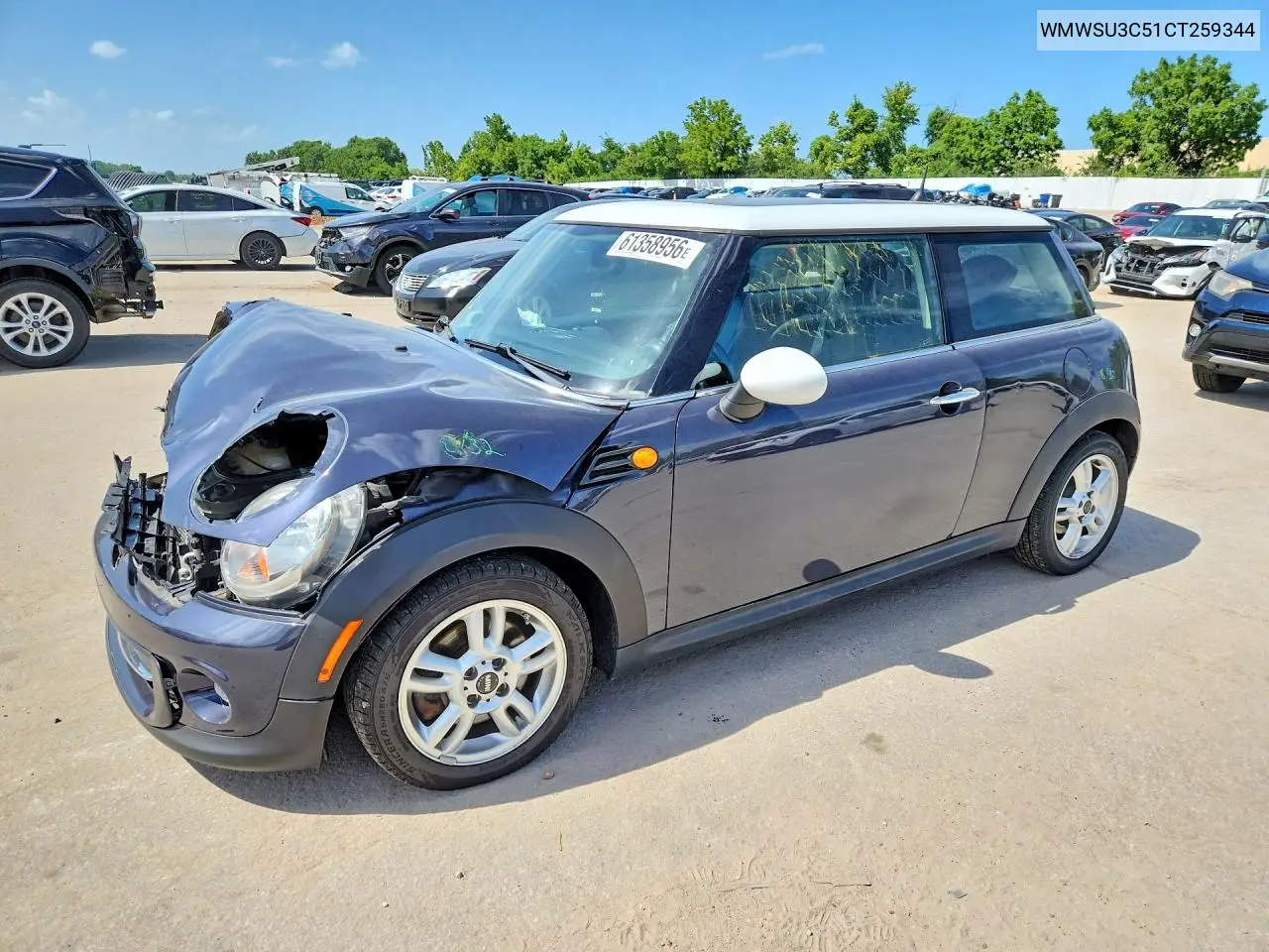 2012 Mini Cooper VIN: WMWSU3C51CT259344 Lot: 61358956