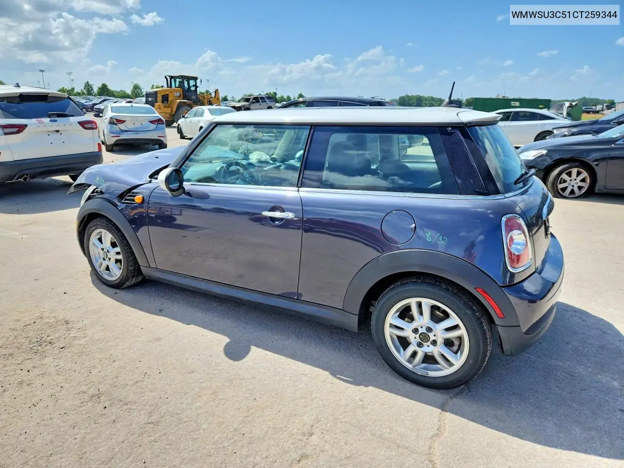 2012 Mini Cooper VIN: WMWSU3C51CT259344 Lot: 61358956