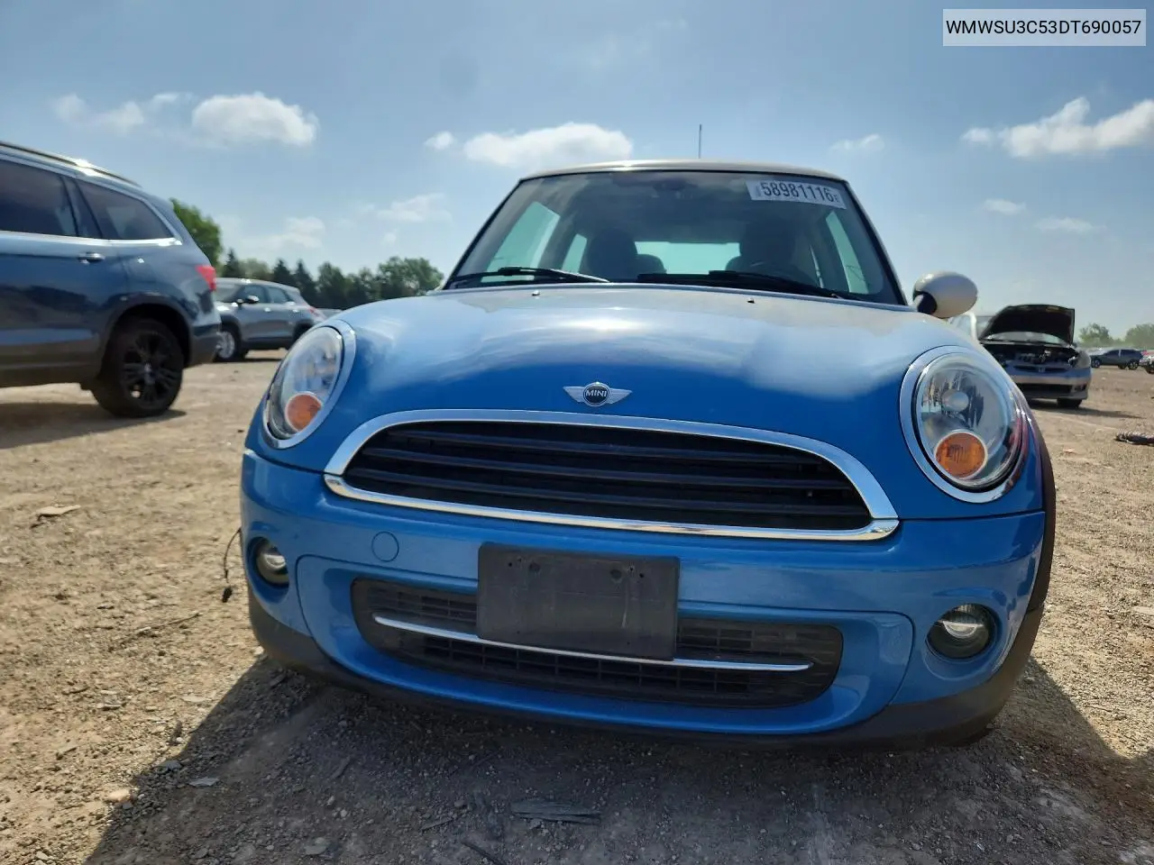 2013 Mini Cooper VIN: WMWSU3C53DT690057 Lot: 58981116