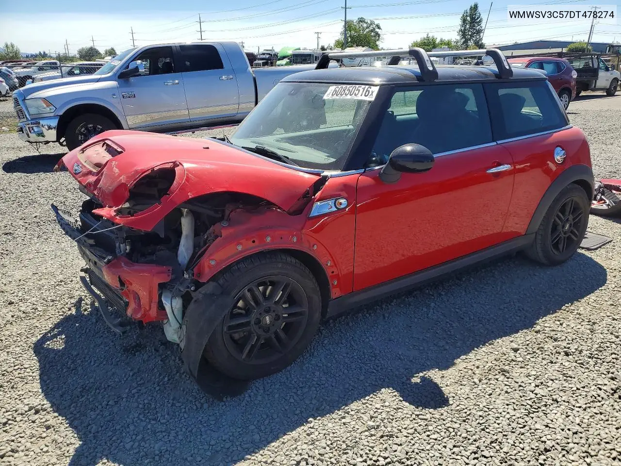2013 Mini Cooper S VIN: WMWSV3C57DT478274 Lot: 60850516