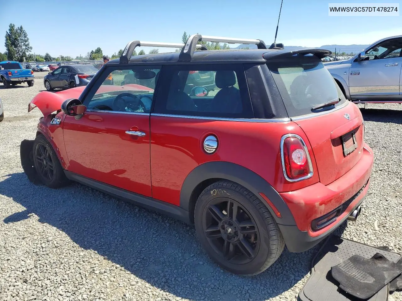 2013 Mini Cooper S VIN: WMWSV3C57DT478274 Lot: 60850516