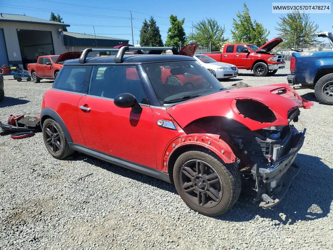 2013 Mini Cooper S VIN: WMWSV3C57DT478274 Lot: 60850516