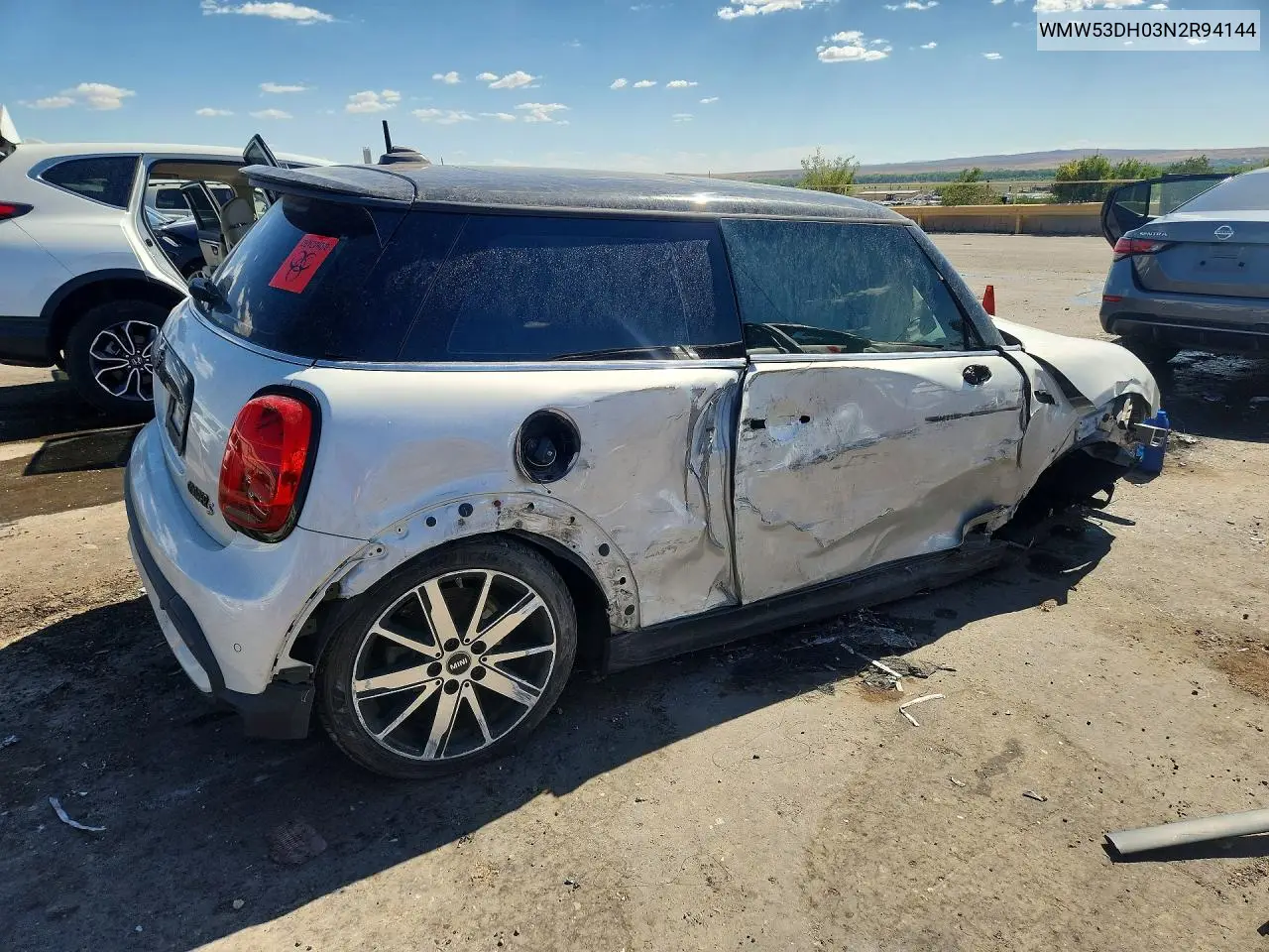 2022 Mini Cooper S VIN: WMW53DH03N2R94144 Lot: 60757196