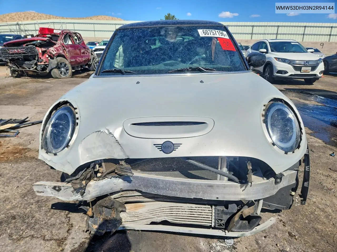 2022 Mini Cooper S VIN: WMW53DH03N2R94144 Lot: 60757196