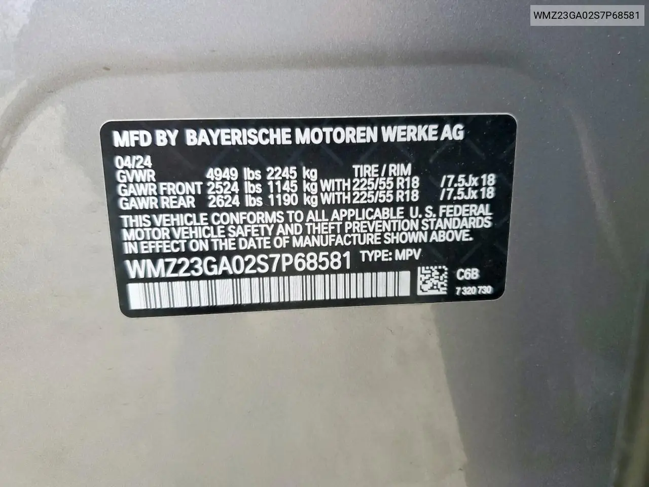 2025 Mini Countryman S All4 VIN: WMZ23GA02S7P68581 Lot: 59395916