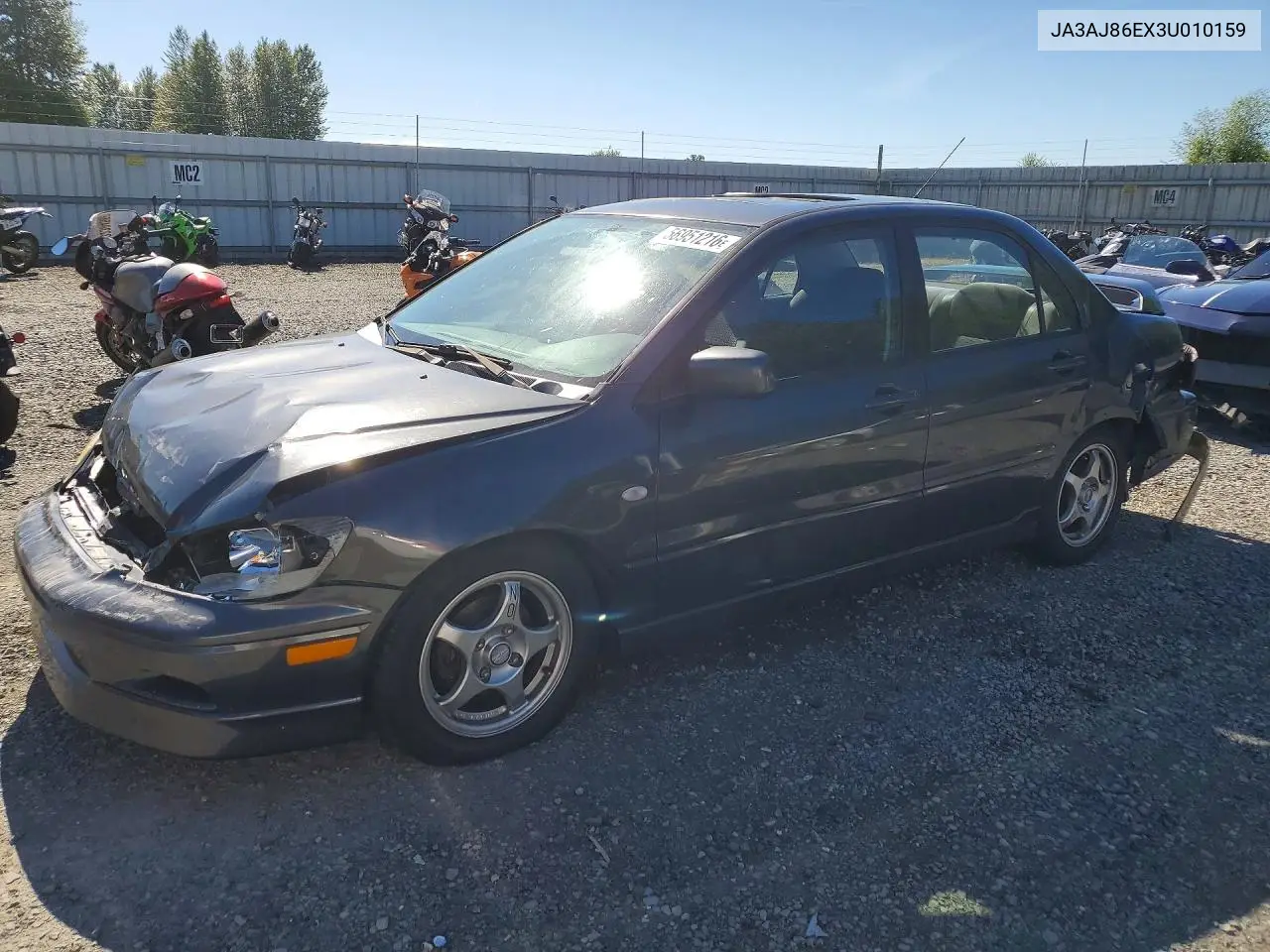 2003 Mitsubishi Lancer Oz Rally VIN: JA3AJ86EX3U010159 Lot: 56951216