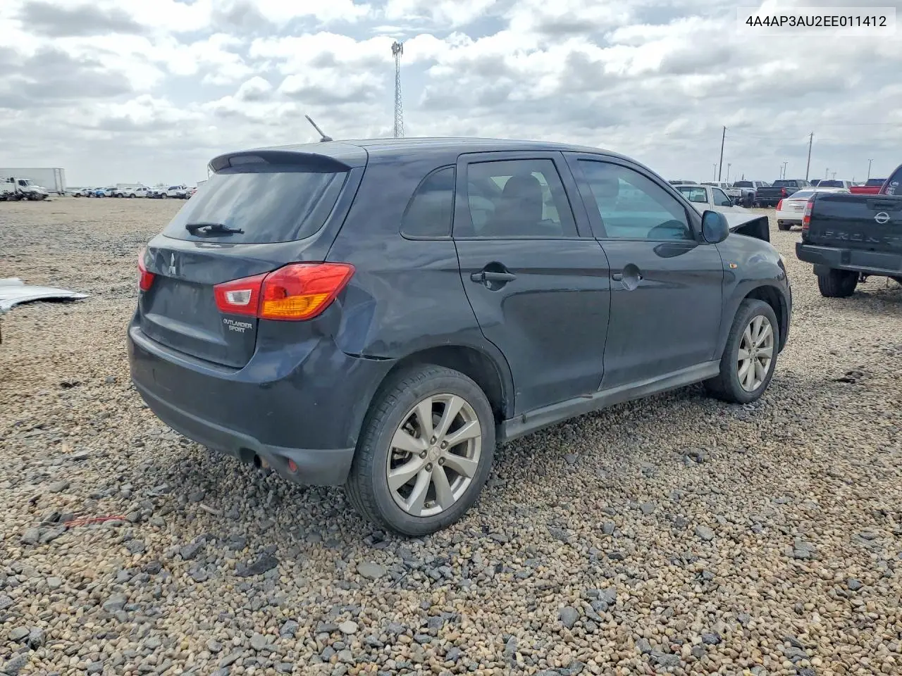 2014 Mitsubishi Outlander Sport Es VIN: 4A4AP3AU2EE011412 Lot: 58591946