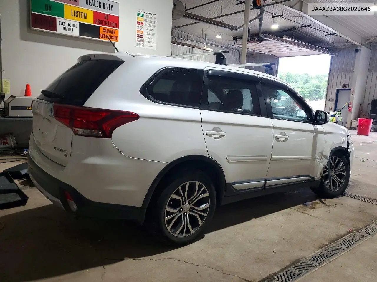 2016 Mitsubishi Outlander Se VIN: JA4AZ3A38GZ020646 Lot: 58217296