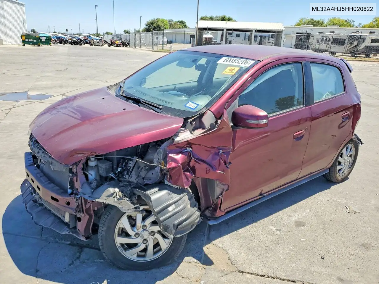 2017 Mitsubishi Mirage Se VIN: ML32A4HJ5HH020822 Lot: 60085206