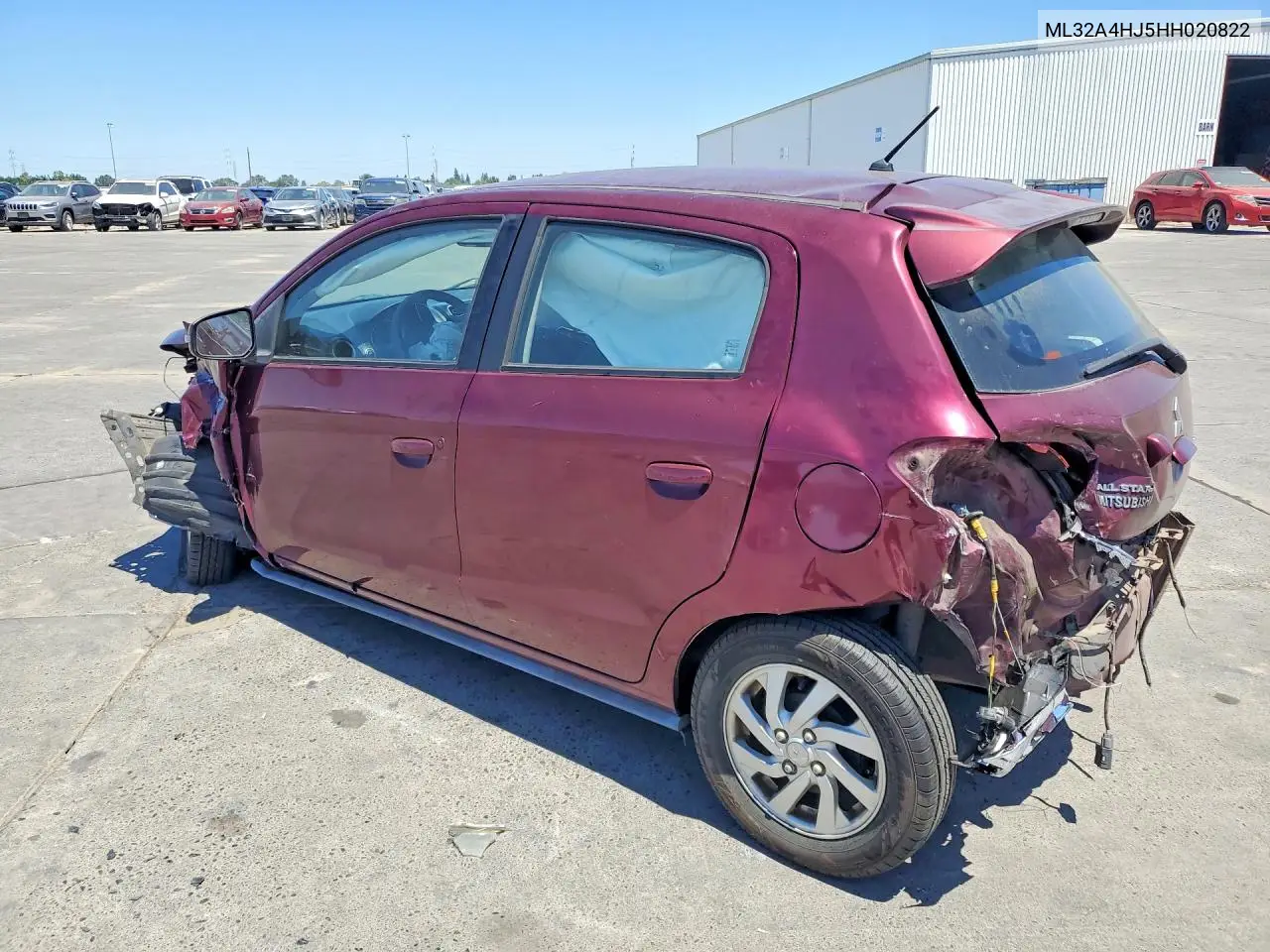 2017 Mitsubishi Mirage Se VIN: ML32A4HJ5HH020822 Lot: 60085206