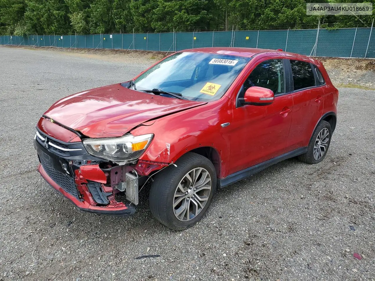 2019 Mitsubishi Outlander Sport Es VIN: JA4AP3AU4KU018669 Lot: 56983016