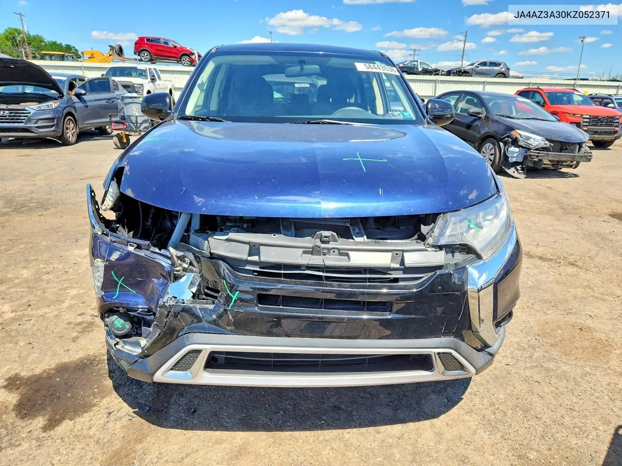 2019 Mitsubishi Outlander Se VIN: JA4AZ3A30KZ052371 Lot: 58443536