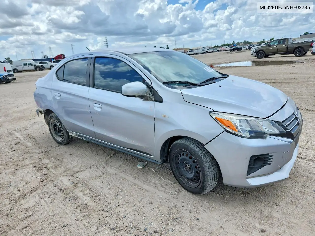 2022 Mitsubishi Mirage G4 Es VIN: ML32FUFJ6NHF02735 Lot: 57165026