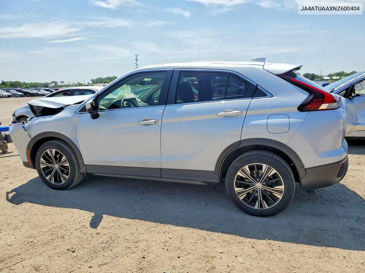 2022 Mitsubishi Eclipse Cross Es VIN: JA4ATUAAXNZ600404 Lot: 59292226