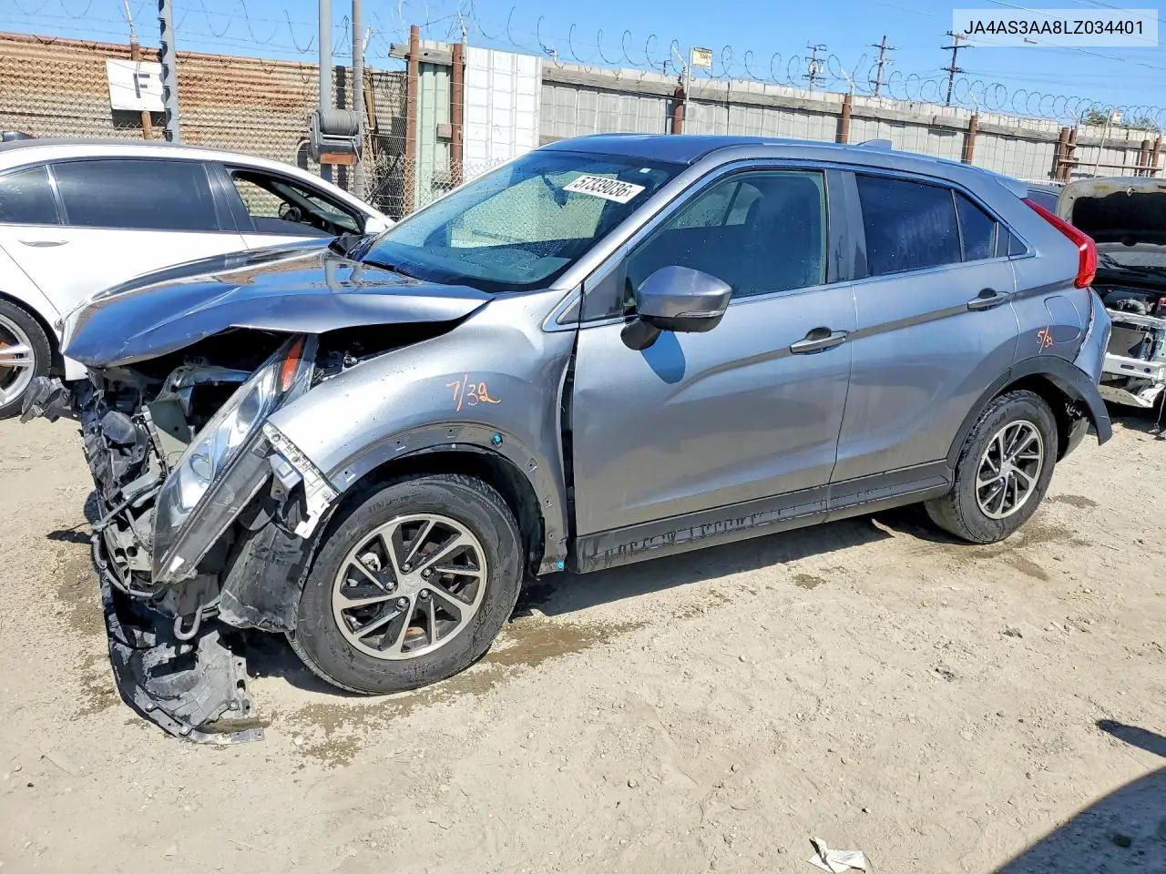 2020 Mitsubishi Eclipse Cross Es VIN: JA4AS3AA8LZ034401 Lot: 57339036