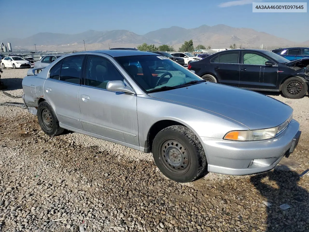 2000 Mitsubishi Galant Es VIN: 4A3AA46G0YE097645 Lot: 58470296