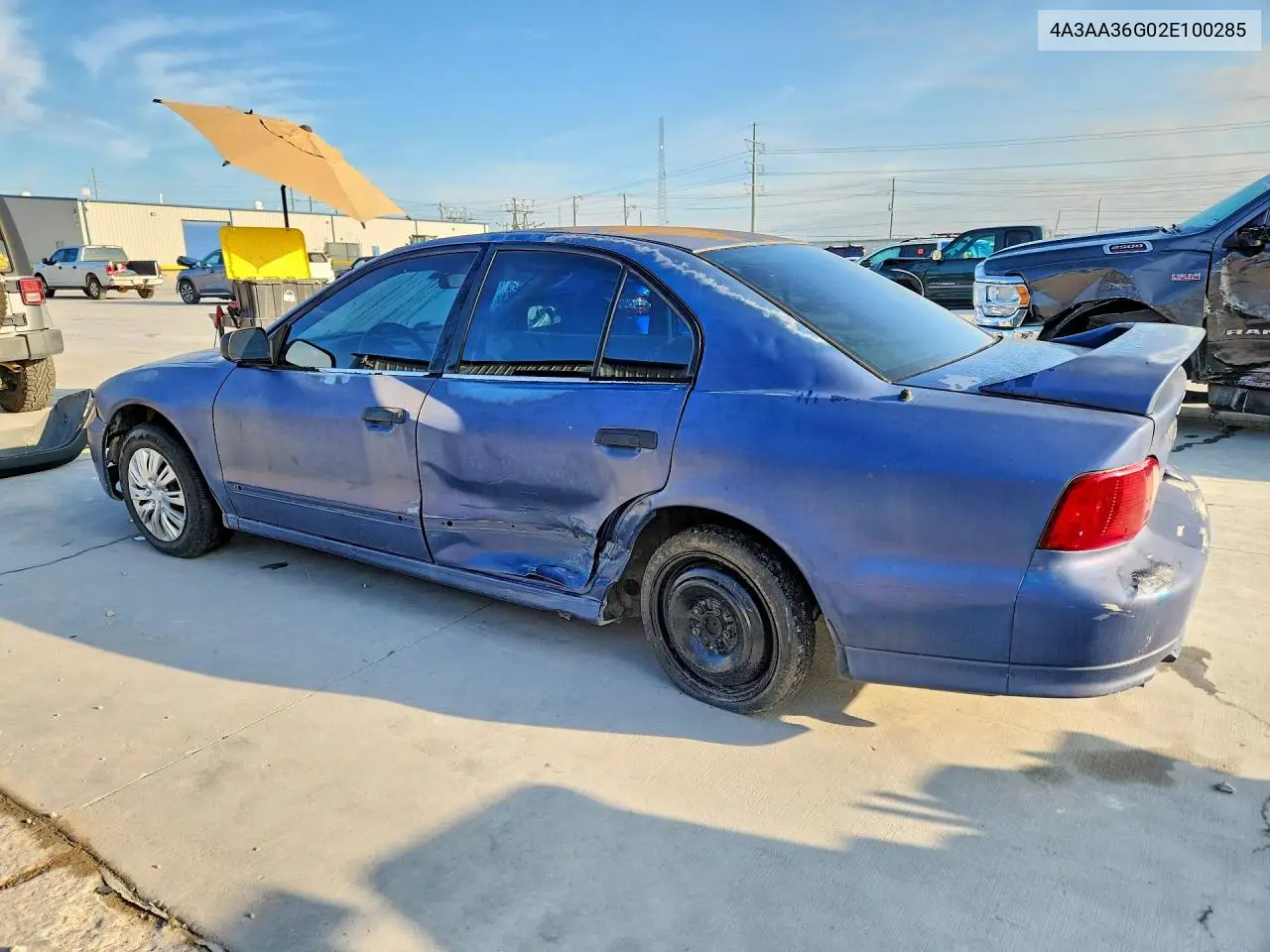 2002 Mitsubishi Galant De VIN: 4A3AA36G02E100285 Lot: 55824306