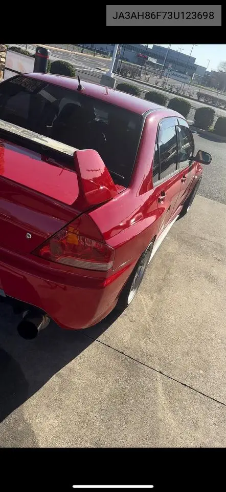 2003 Mitsubishi Lancer Evolution VIN: JA3AH86F73U123698 Lot: 60323346