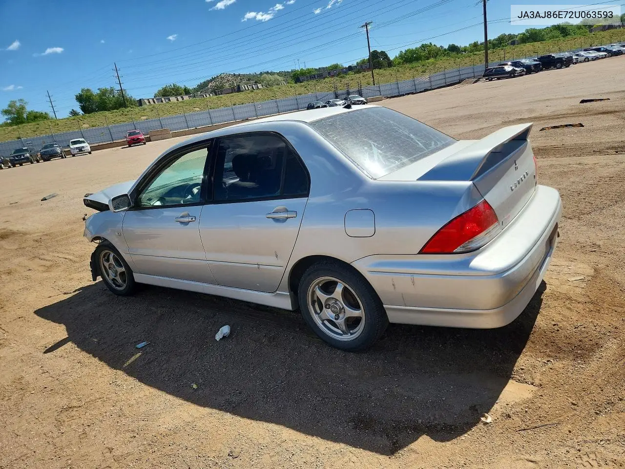 2002 Mitsubishi Lancer Oz Rally VIN: JA3AJ86E72U063593 Lot: 56880126
