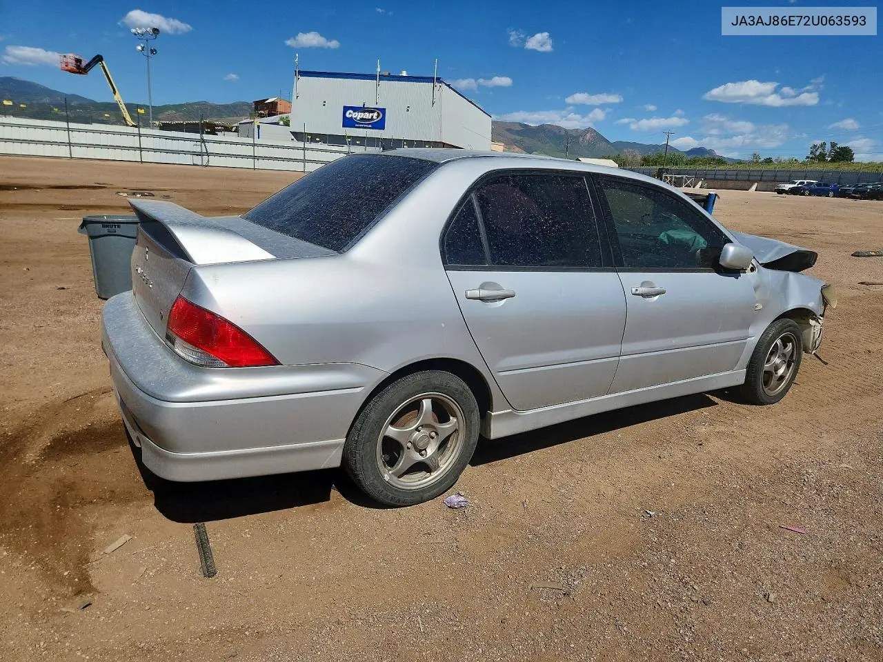 2002 Mitsubishi Lancer Oz Rally VIN: JA3AJ86E72U063593 Lot: 56880126
