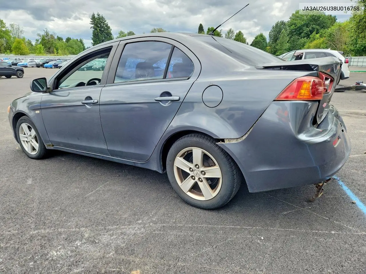 2008 Mitsubishi Lancer Es VIN: JA3AU26U38U016758 Lot: 59395566