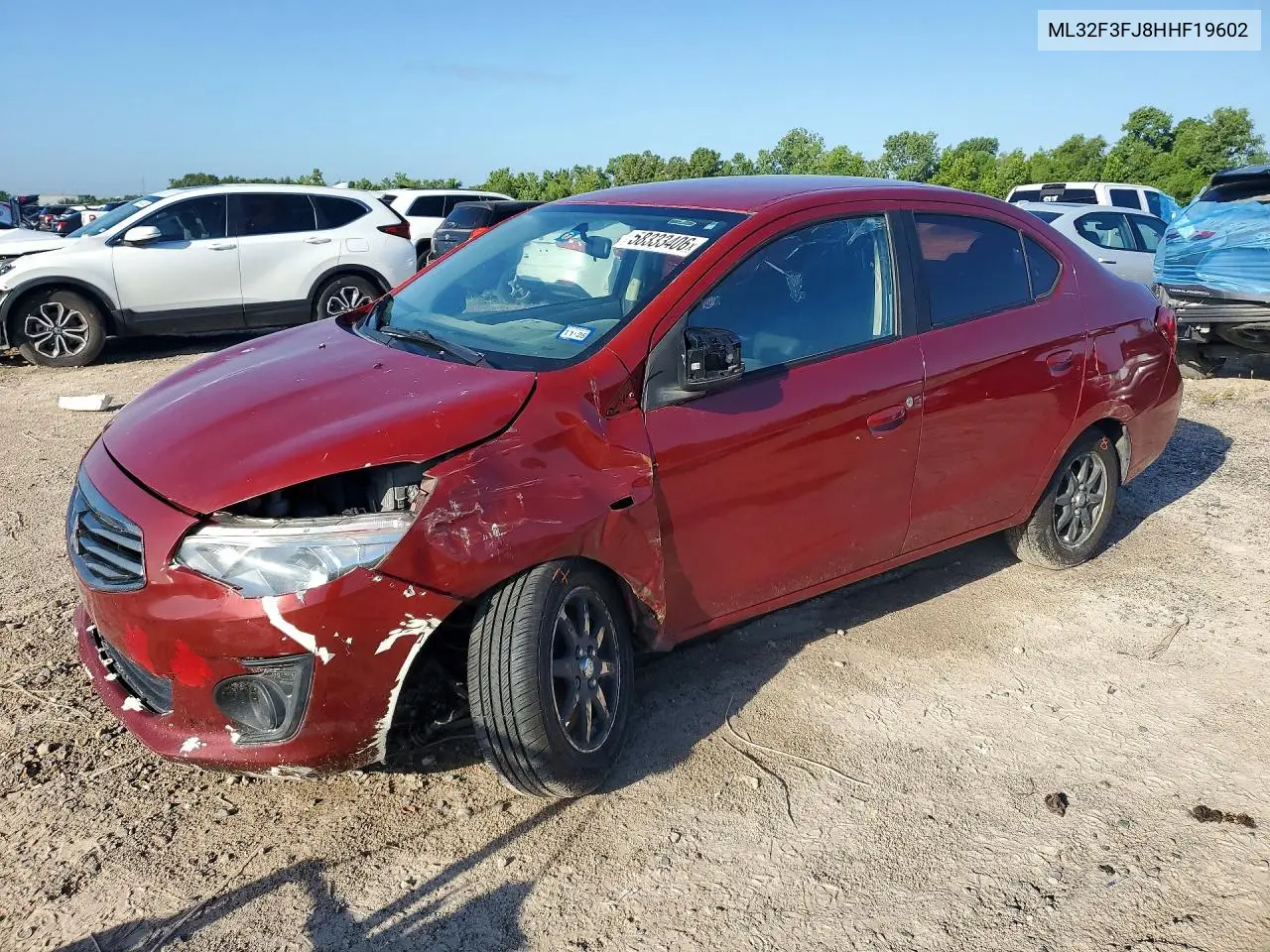 2017 Mitsubishi Mirage G4 Es VIN: ML32F3FJ8HHF19602 Lot: 58333406