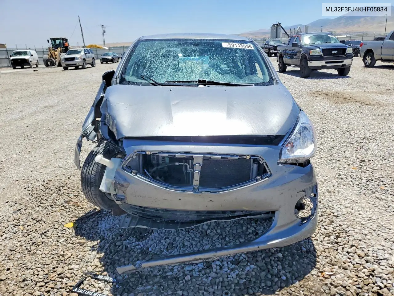 2019 Mitsubishi Mirage G4 Es VIN: ML32F3FJ4KHF05834 Lot: 59143896