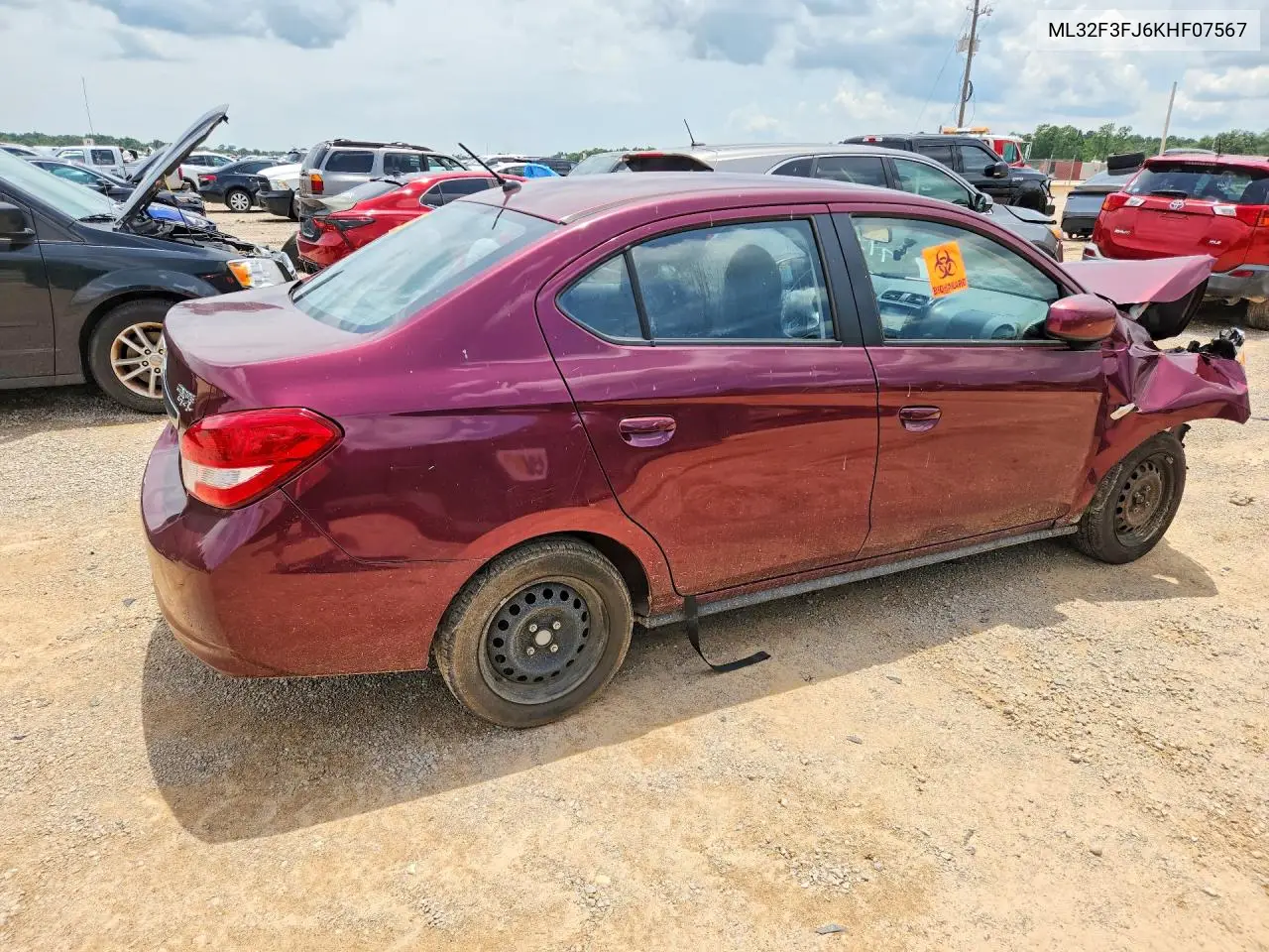 2019 Mitsubishi Mirage G4 Es VIN: ML32F3FJ6KHF07567 Lot: 59808906