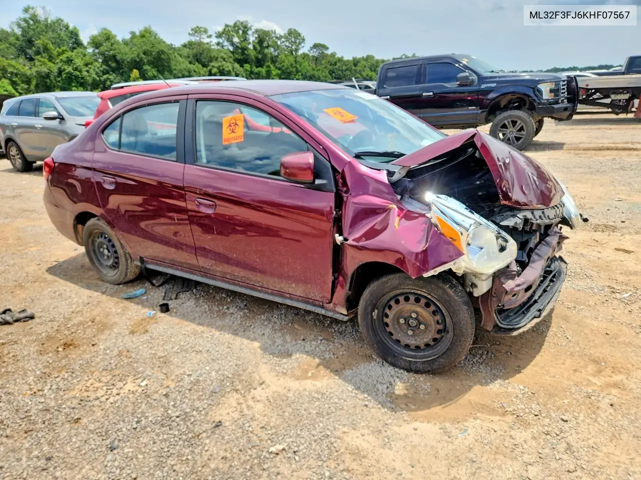 2019 Mitsubishi Mirage G4 Es VIN: ML32F3FJ6KHF07567 Lot: 59808906