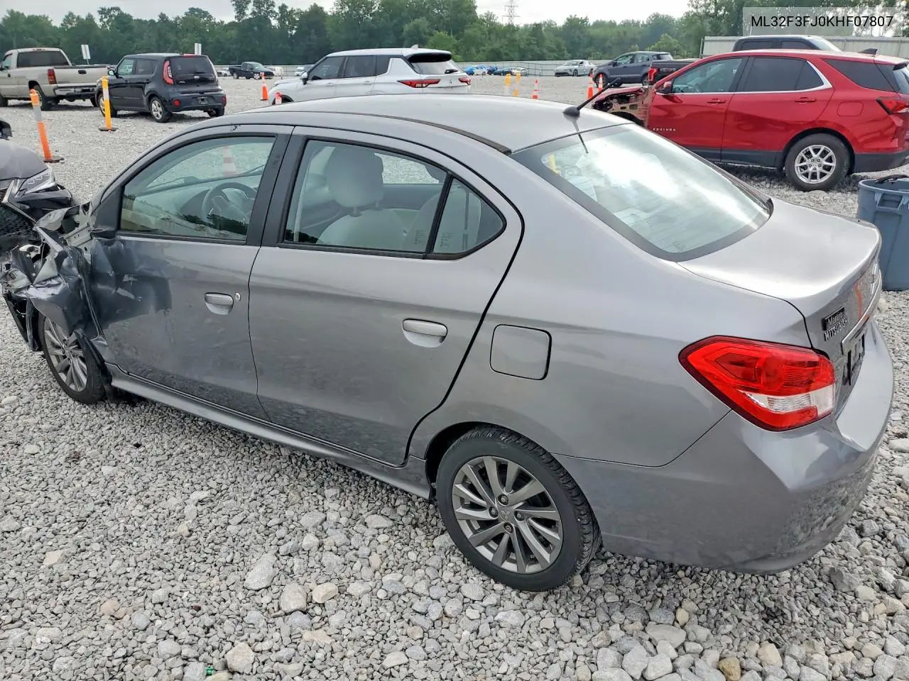 2019 Mitsubishi Mirage G4 Es VIN: ML32F3FJ0KHF07807 Lot: 60169006