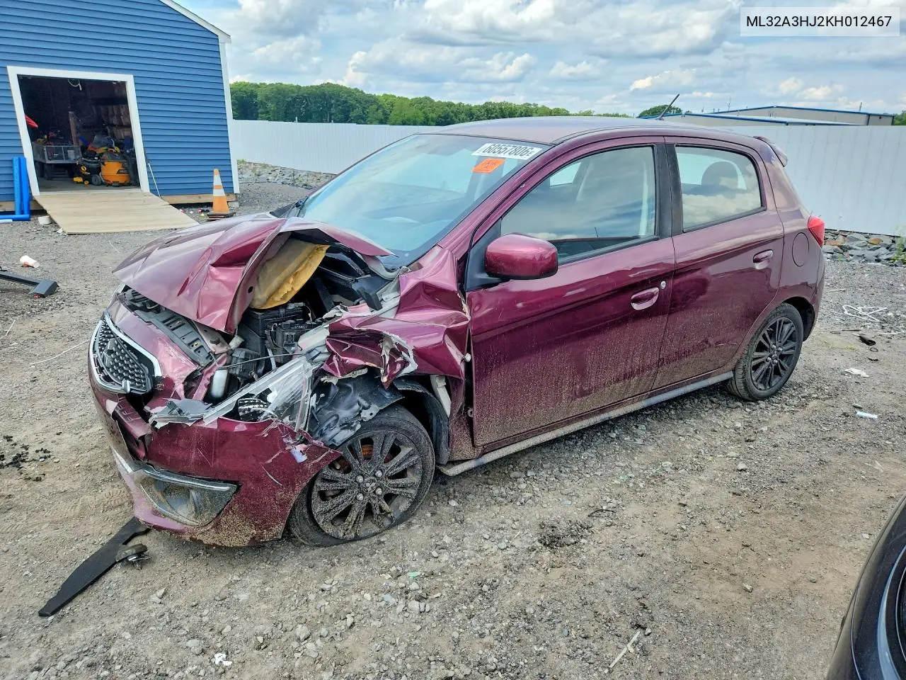 2019 Mitsubishi Mirage Es VIN: ML32A3HJ2KH012467 Lot: 60557806