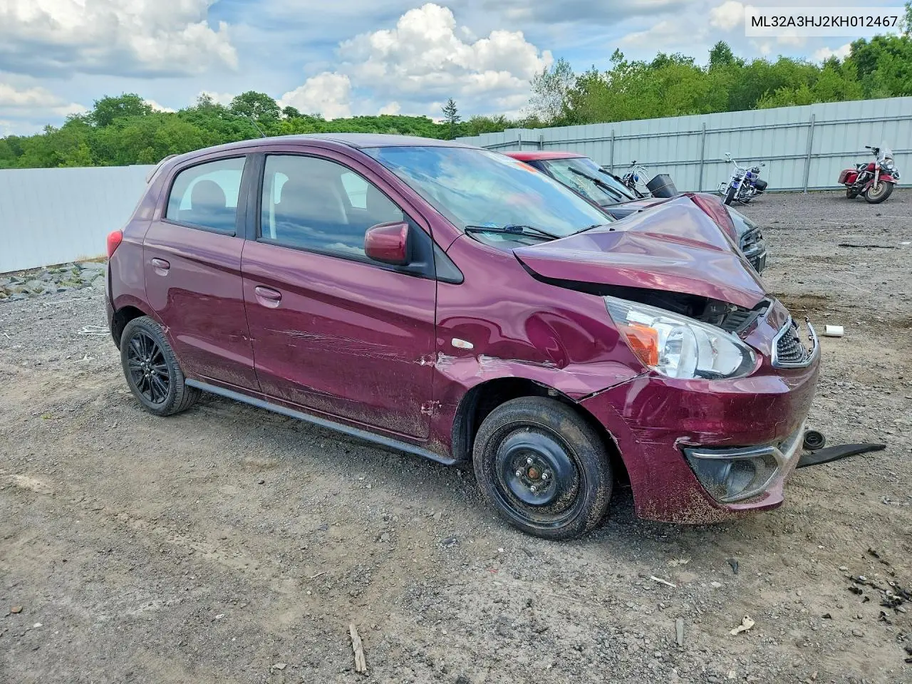 2019 Mitsubishi Mirage Es VIN: ML32A3HJ2KH012467 Lot: 60557806