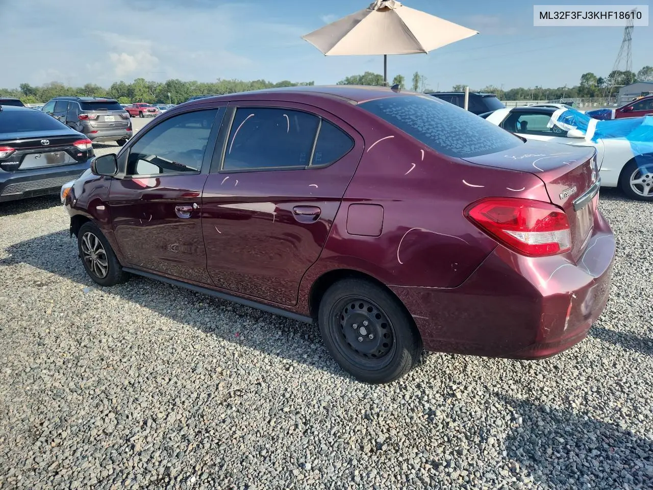 2019 Mitsubishi Mirage G4 Es VIN: ML32F3FJ3KHF18610 Lot: 61577666