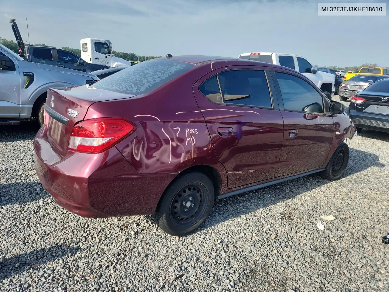 2019 Mitsubishi Mirage G4 Es VIN: ML32F3FJ3KHF18610 Lot: 61577666