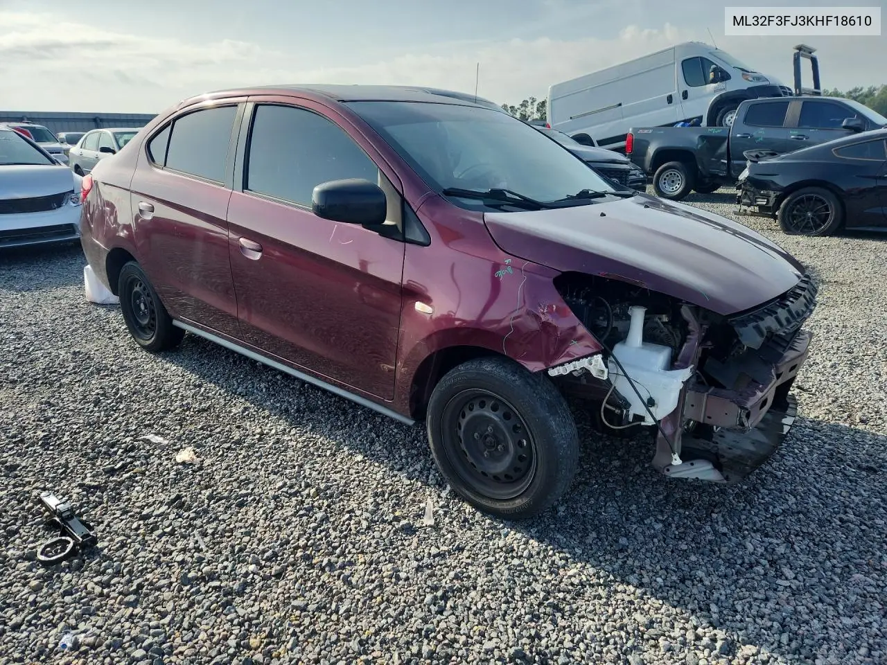 2019 Mitsubishi Mirage G4 Es VIN: ML32F3FJ3KHF18610 Lot: 61577666
