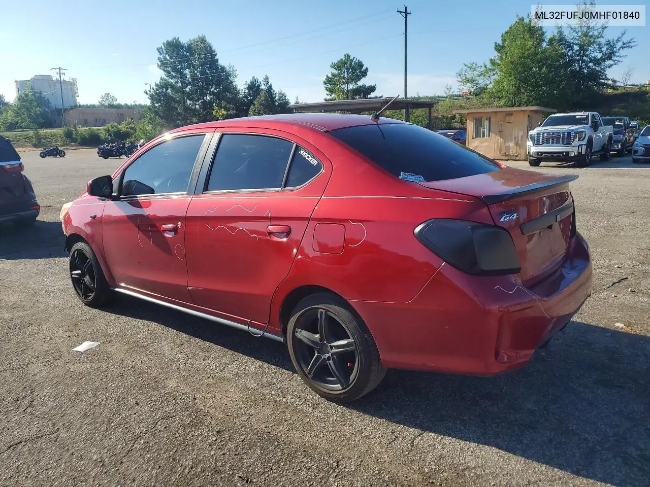2021 Mitsubishi Mirage G4 Es VIN: ML32FUFJ0MHF01840 Lot: 61065086