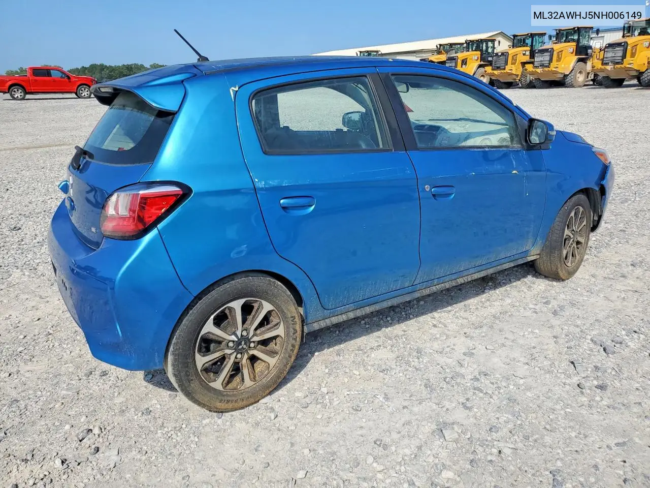 2022 Mitsubishi Mirage Se VIN: ML32AWHJ5NH006149 Lot: 57885596