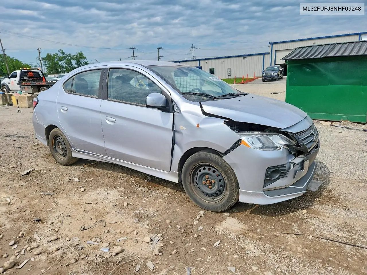 2022 Mitsubishi Mirage G4 Es VIN: ML32FUFJ8NHF09248 Lot: 59987696