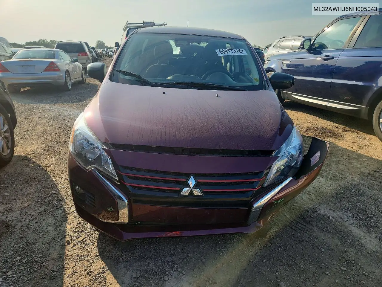 2022 Mitsubishi Mirage Se VIN: ML32AWHJ6NH005043 Lot: 60917376