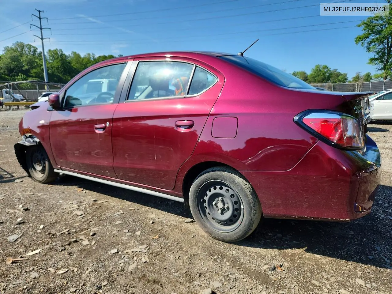 2024 Mitsubishi Mirage G4 Es VIN: ML32FUFJ2RHF03743 Lot: 56982726