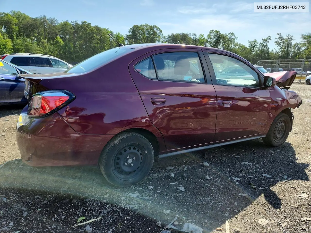 2024 Mitsubishi Mirage G4 Es VIN: ML32FUFJ2RHF03743 Lot: 56982726